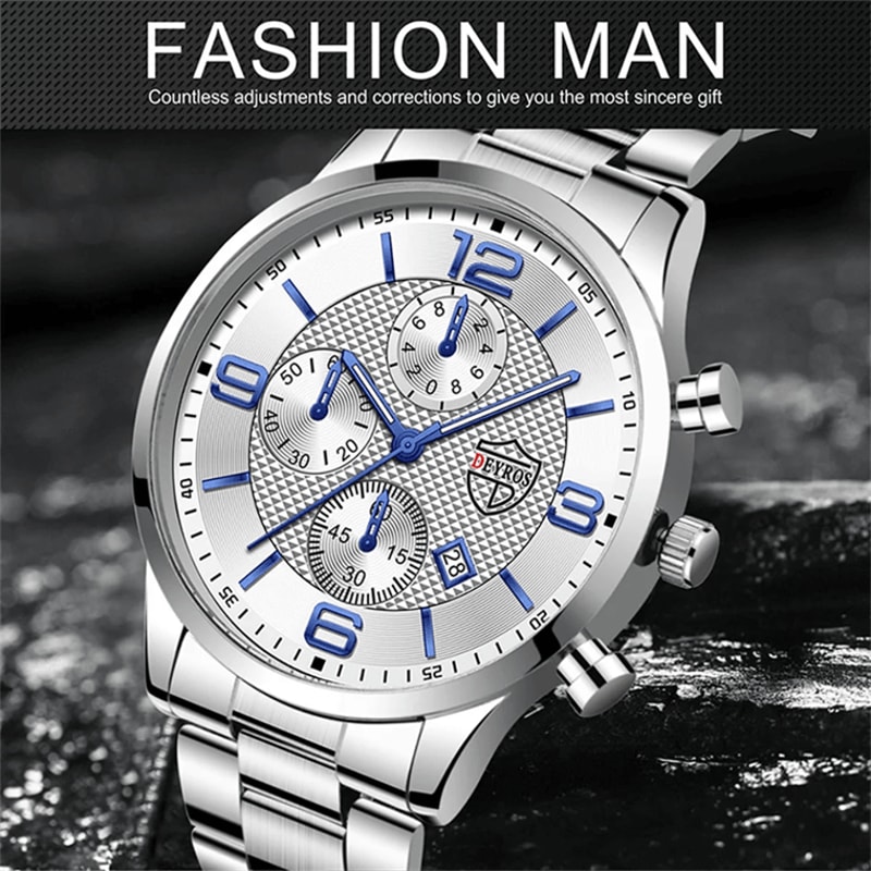 Luxury Mens Business Quartz Watch Luminous Calendar Style 0