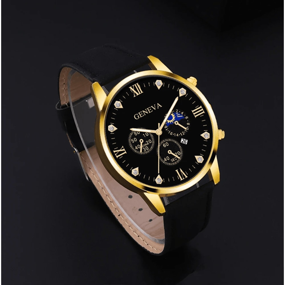 Luxury Mens Quartz Watch And Bracelet Set Business Calendar Style 1