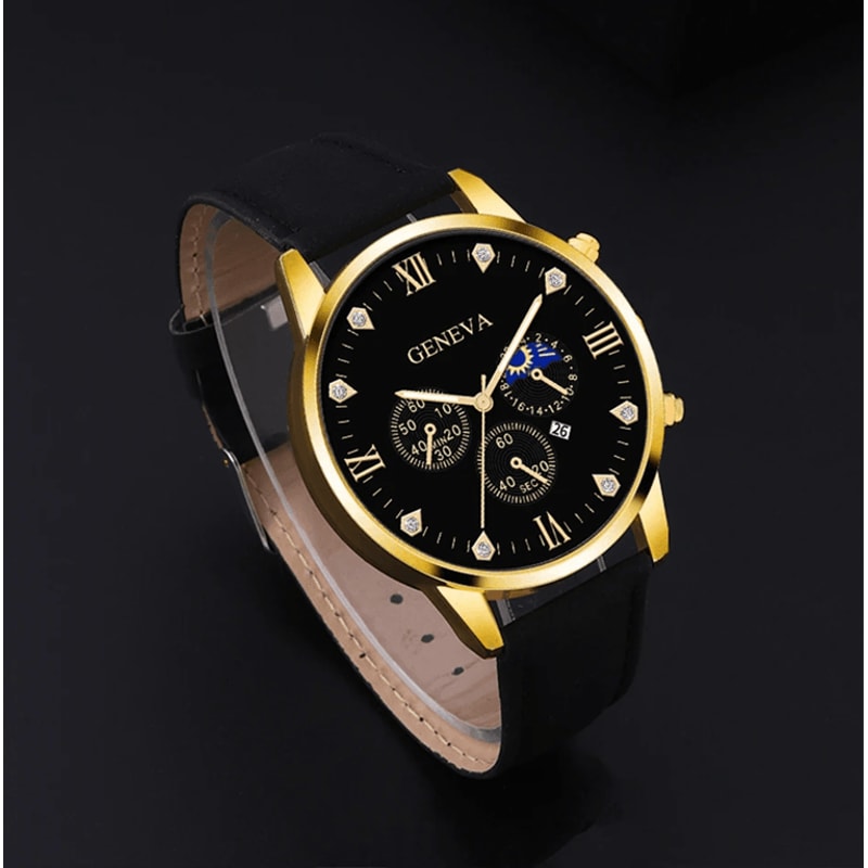 Luxury Mens Quartz Watch And Bracelet Set Business Calendar Style 1