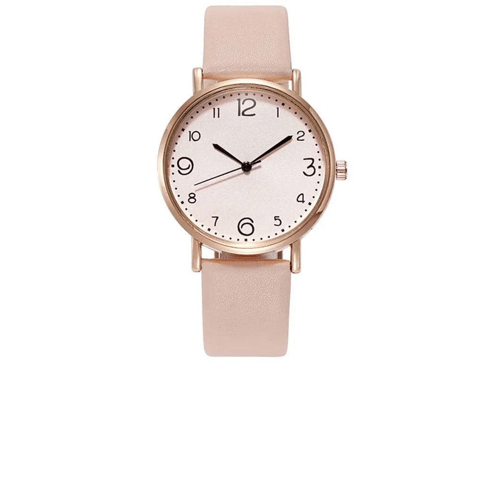 Womens Arabic Number Quartz Watch Casual Leather Style 3