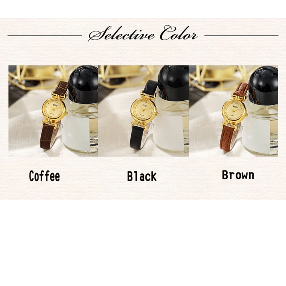 Minimal Small Dial Quartz Watch Slim Leather Strap 1