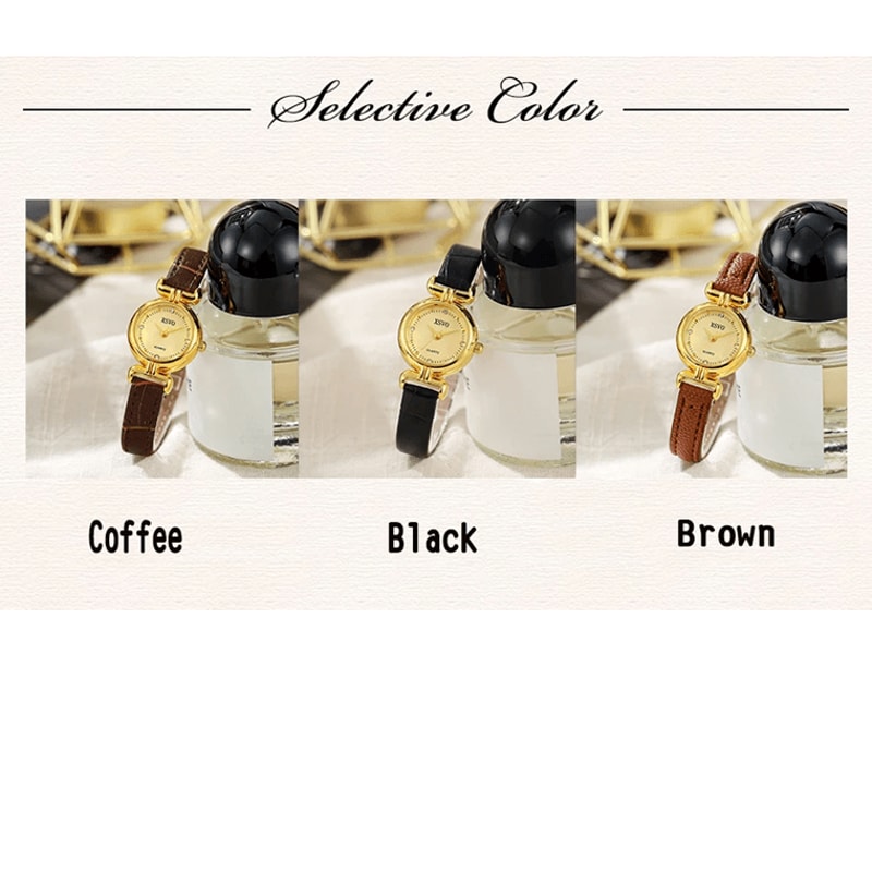 Minimal Small Dial Quartz Watch Slim Leather Strap 1