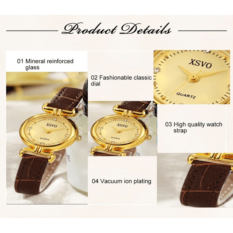Minimal Small Dial Quartz Watch Slim Leather Strap 2