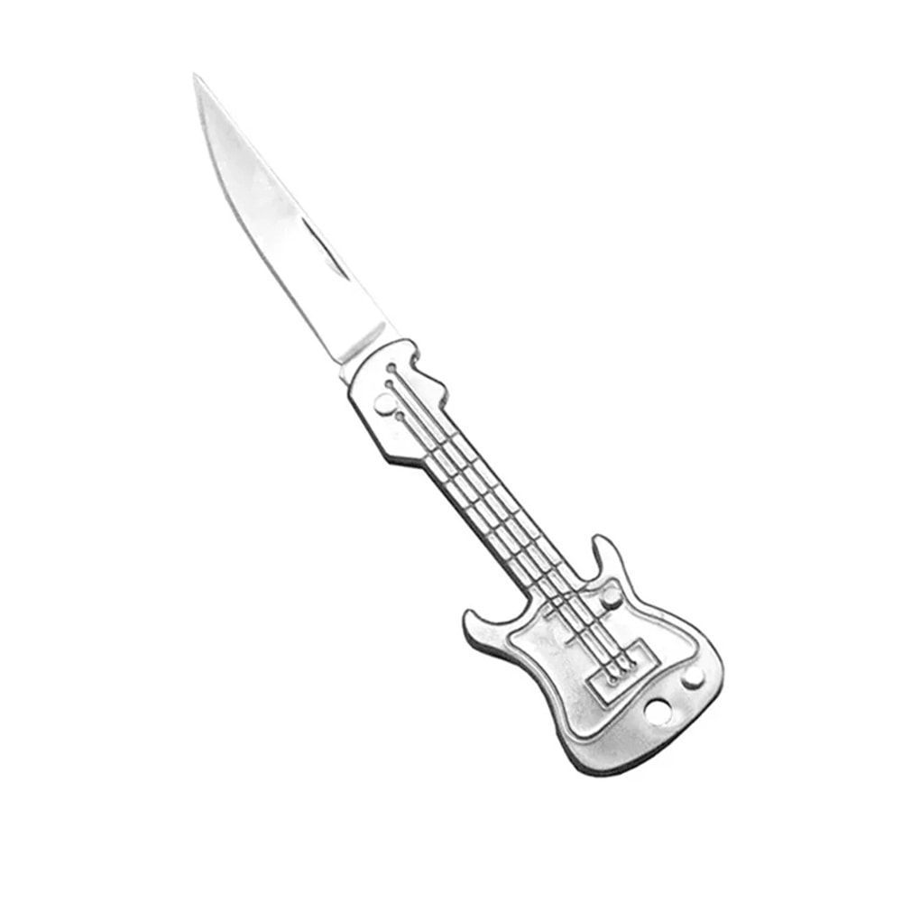 Mini Guitar Keychain Folding Knife Stainless Steel Pocket Tool 3