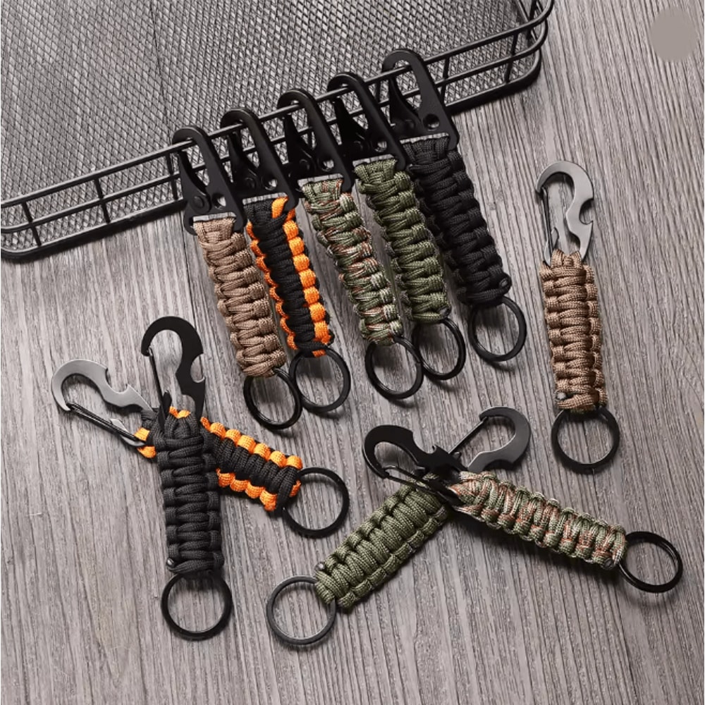 Outdoor Keychain Ring Camping Carabiner Military Paracord Cord Rope Camping Survival Kit Emergency 0