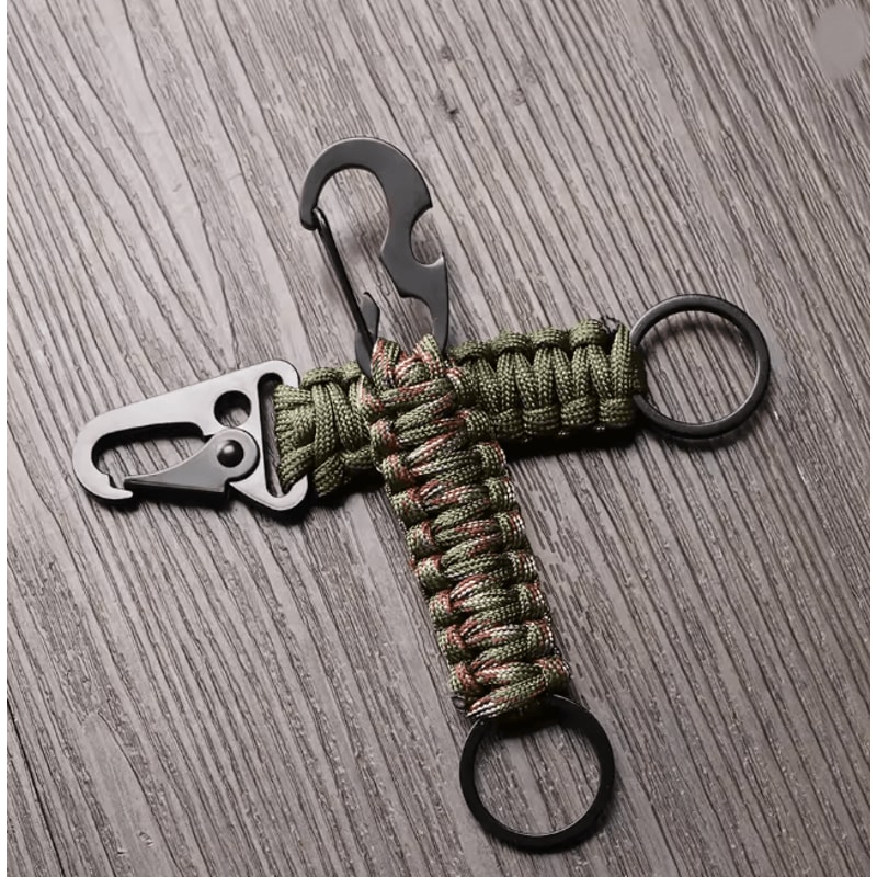 Outdoor Keychain Ring Camping Carabiner Military Paracord Cord Rope Camping Survival Kit Emergency 1