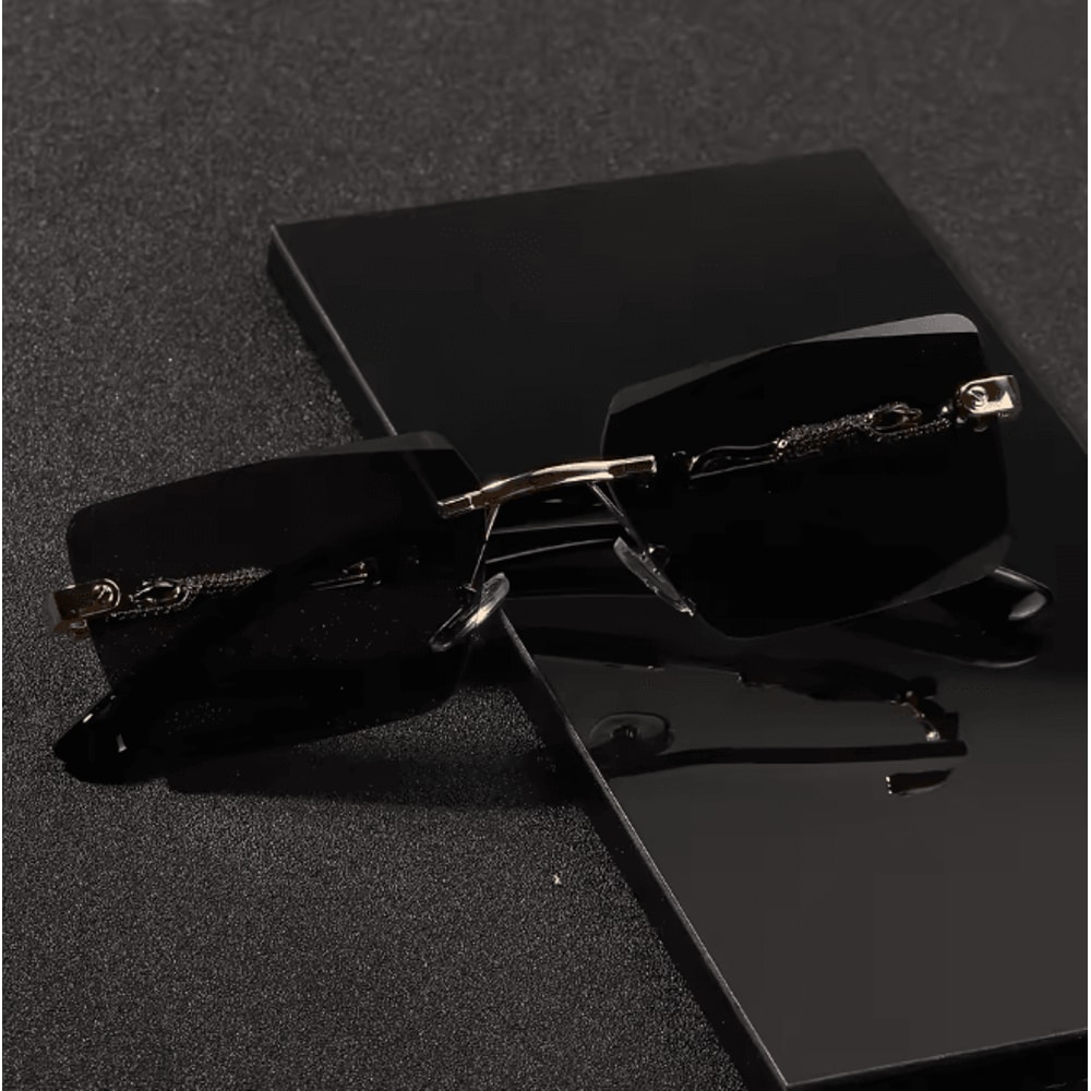 Rimless Rectangle Sunglasses Lightweight Small Frame Sun Glasses 1