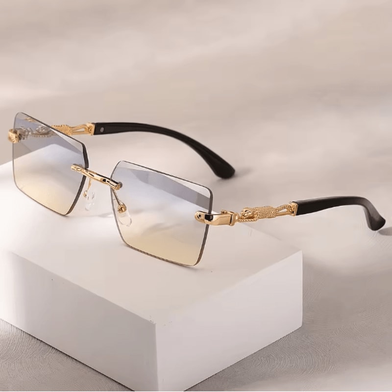 Rimless Rectangle Sunglasses Lightweight Small Frame Sun Glasses 3