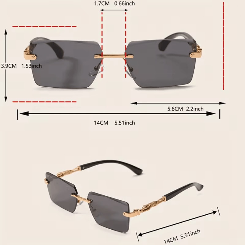 Rimless Rectangle Sunglasses Lightweight Small Frame Sun Glasses 4