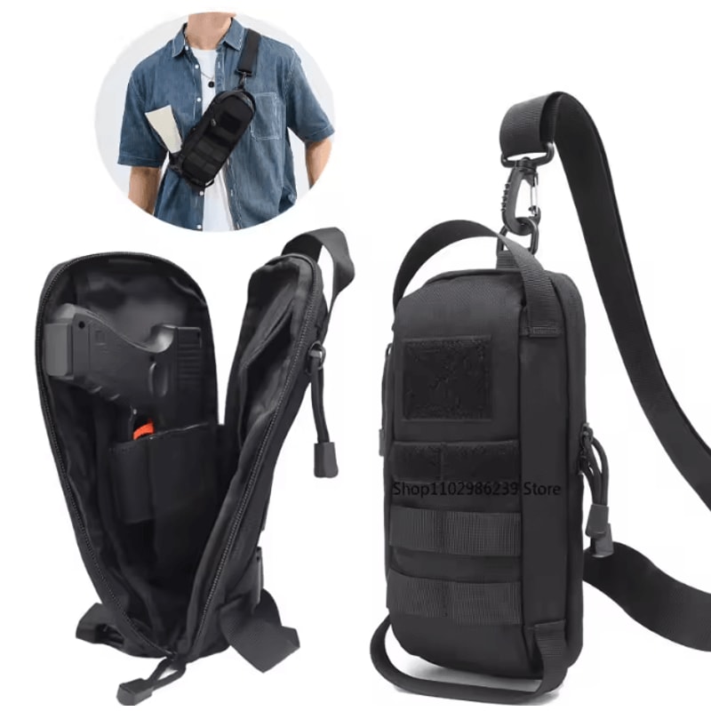 Tactical Shoulder Sling Chest Bag With IWB Pistol Pouch 0