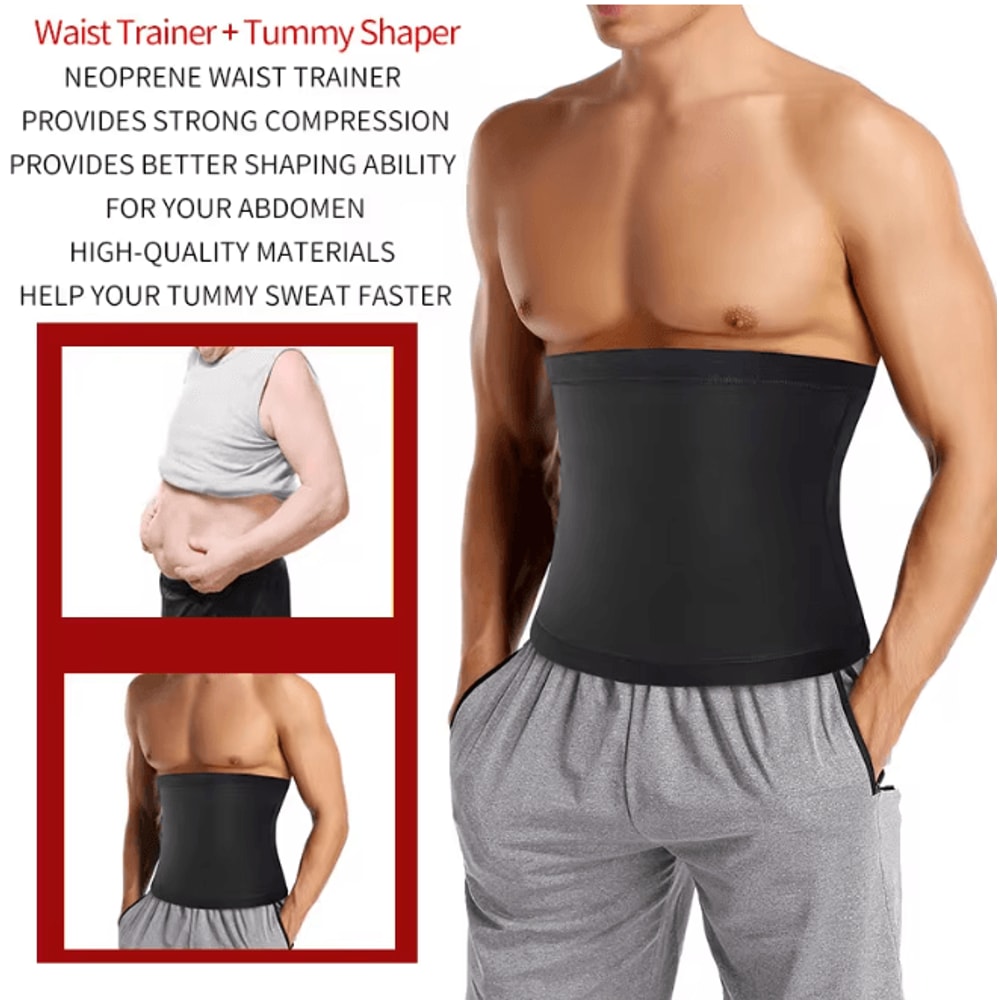 Mens Sauna Waist Trainer Sweat Belt Abdomen Shaper 2