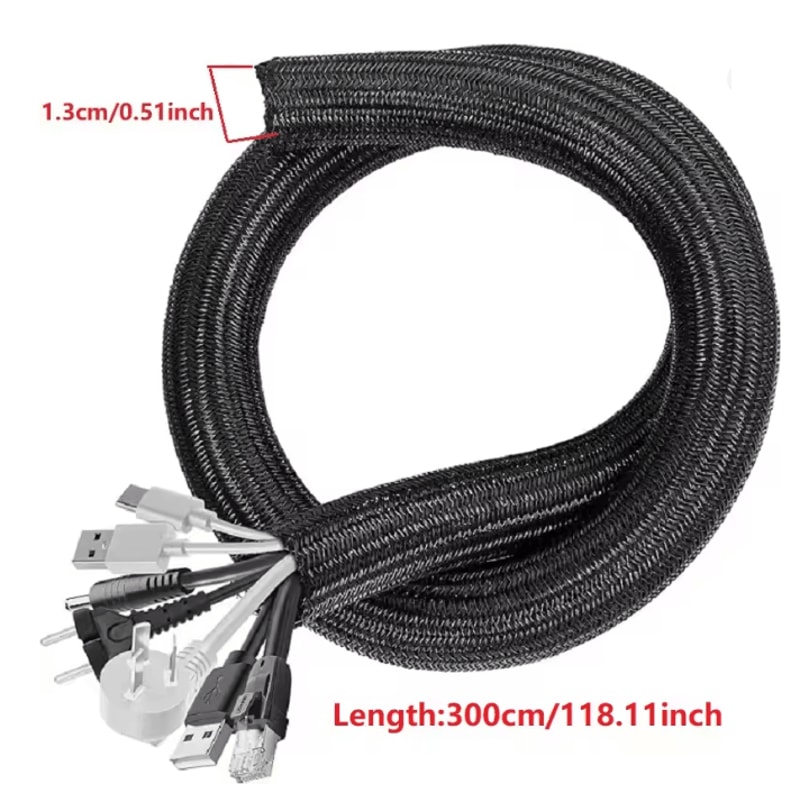 Braided Cable Sleeve PET Nylon Wire Protector Cable Wrap 6