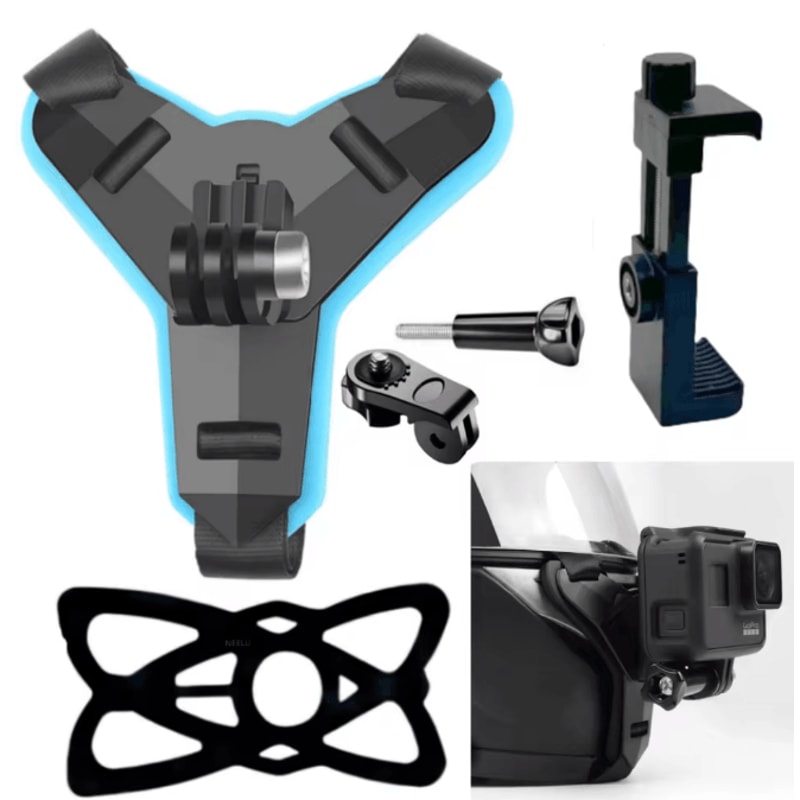 RideView Motorcycle Helmet Camera Mount Phone And Action Camera Holder 0
