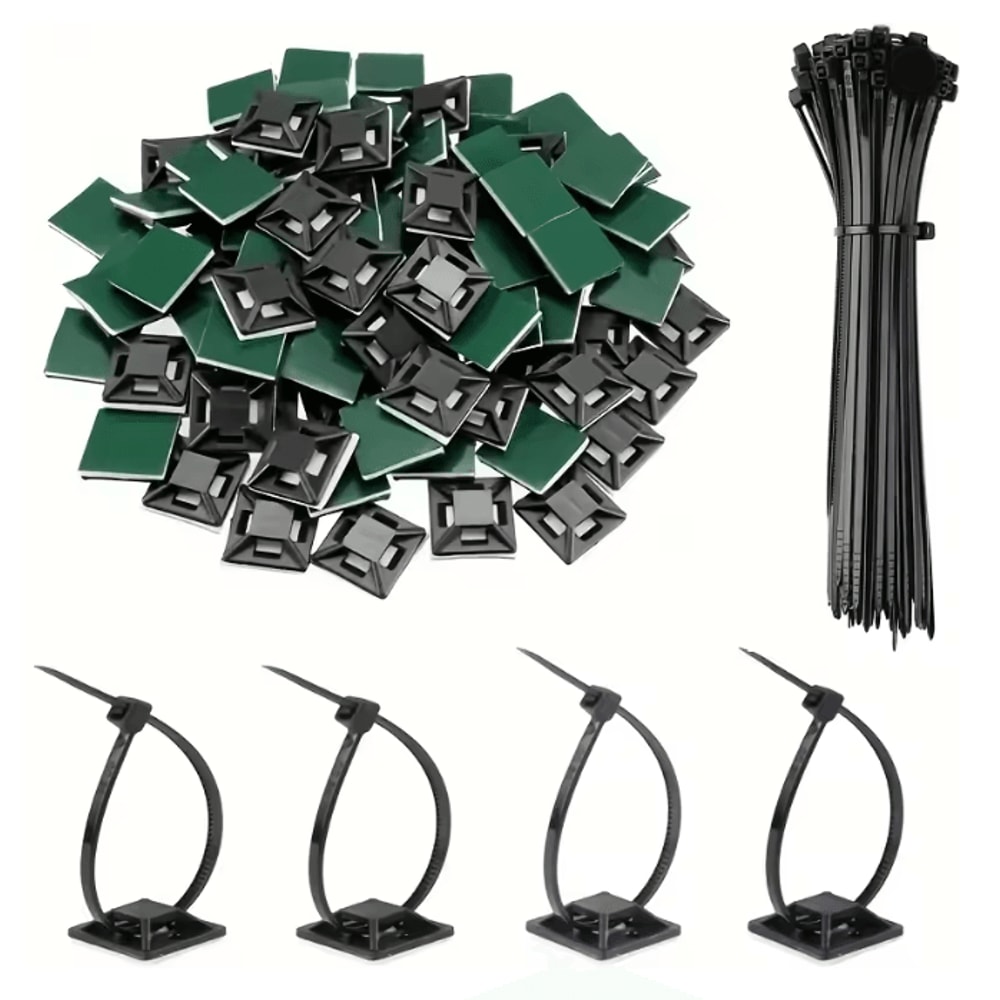 CableHold Pro Self Adhesive Cable Tie Mounts 160 Pack Wire Organizer Clips 0