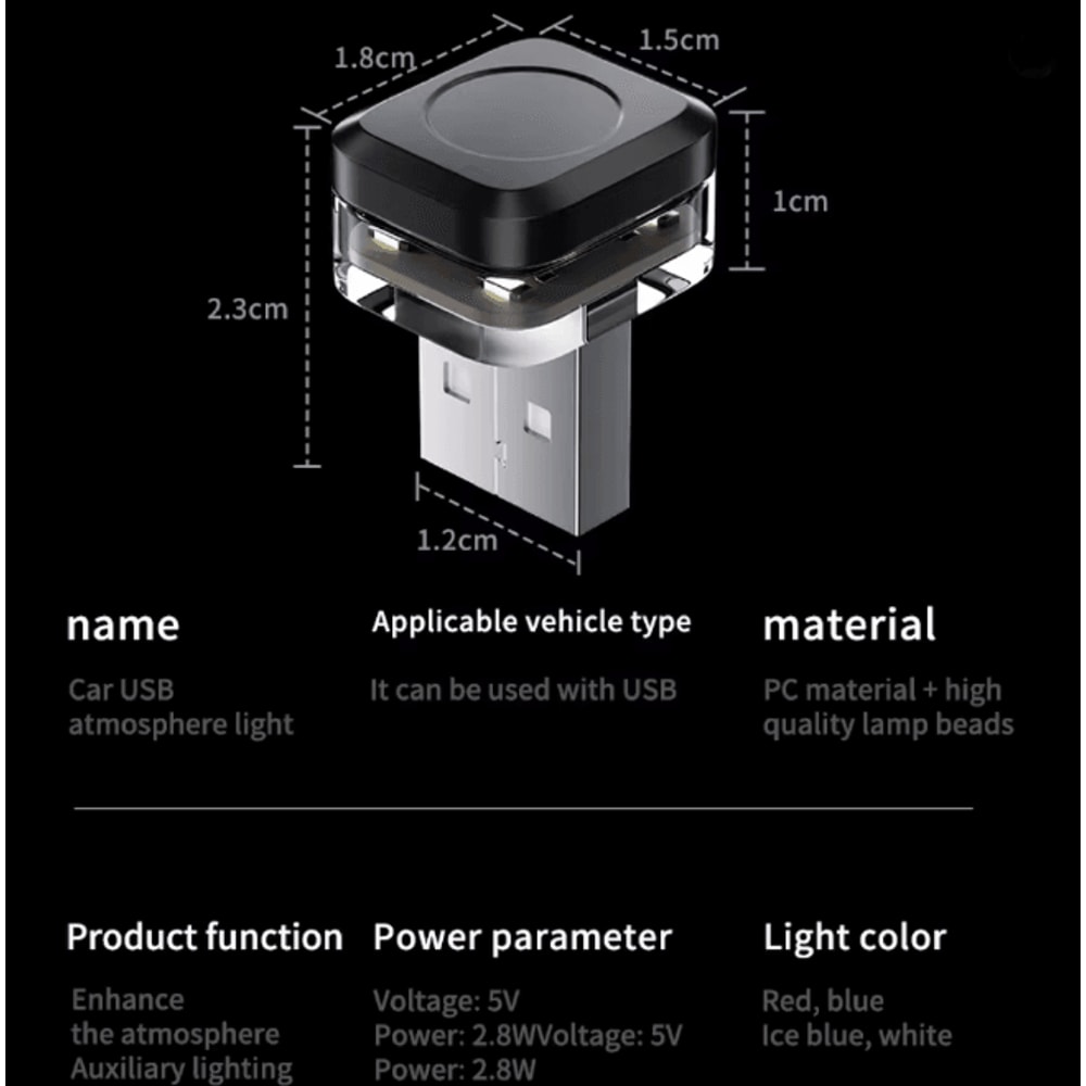 GlowDrive USB Car LED Interior Light Mood Lamp Ambient Reading Light 1
