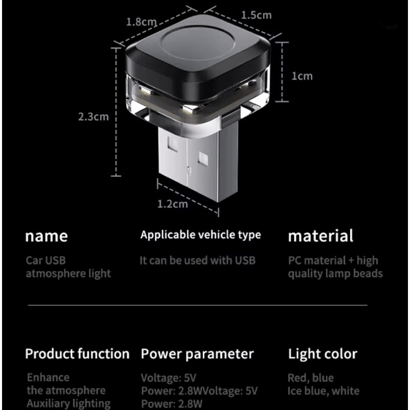 GlowDrive USB Car LED Interior Light Mood Lamp Ambient Reading Light 1