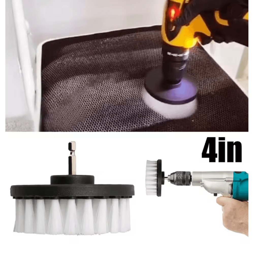CleanForce 4 Inch Soft Drill Brush Cleaning Kit For Car Bathroom And Kitchen 0