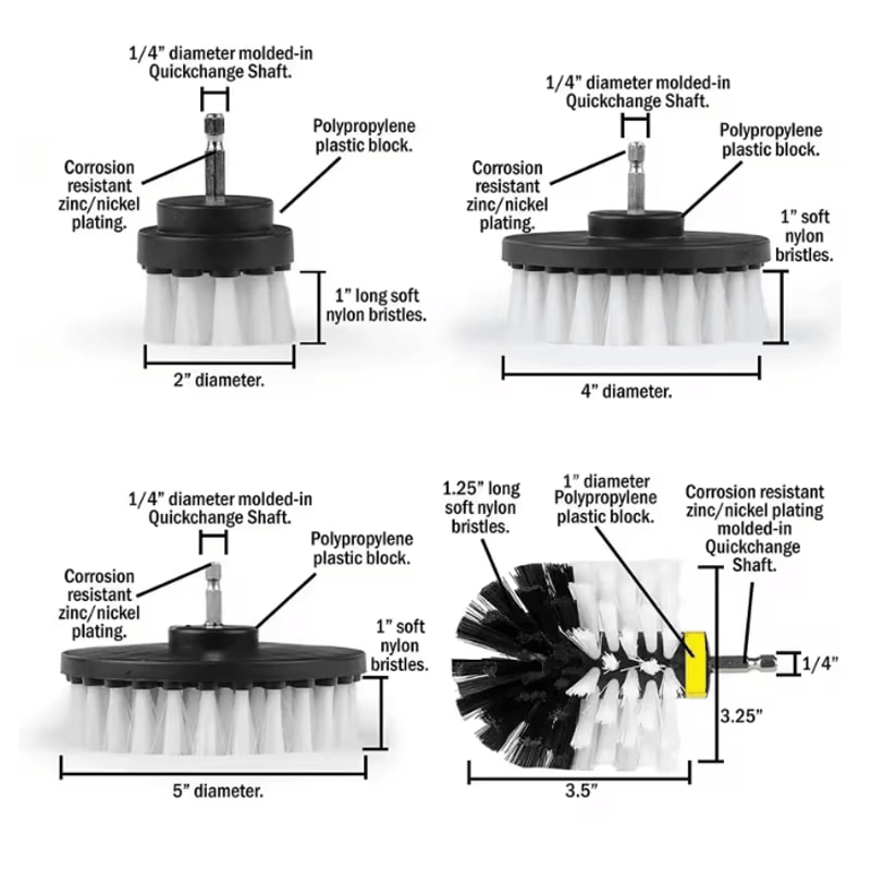 PowerScrub Pro Drill Brush Attachment Set With Extender For Car Bathroom And Kitchen Cleaning 3