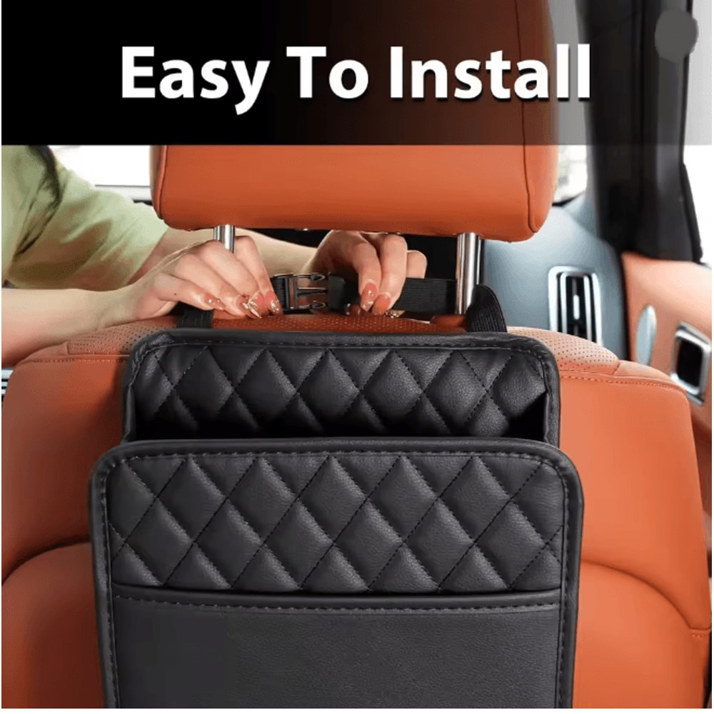 SeatMate Multi Functional Car Seat Back Organizer Leather Storage Bag 1