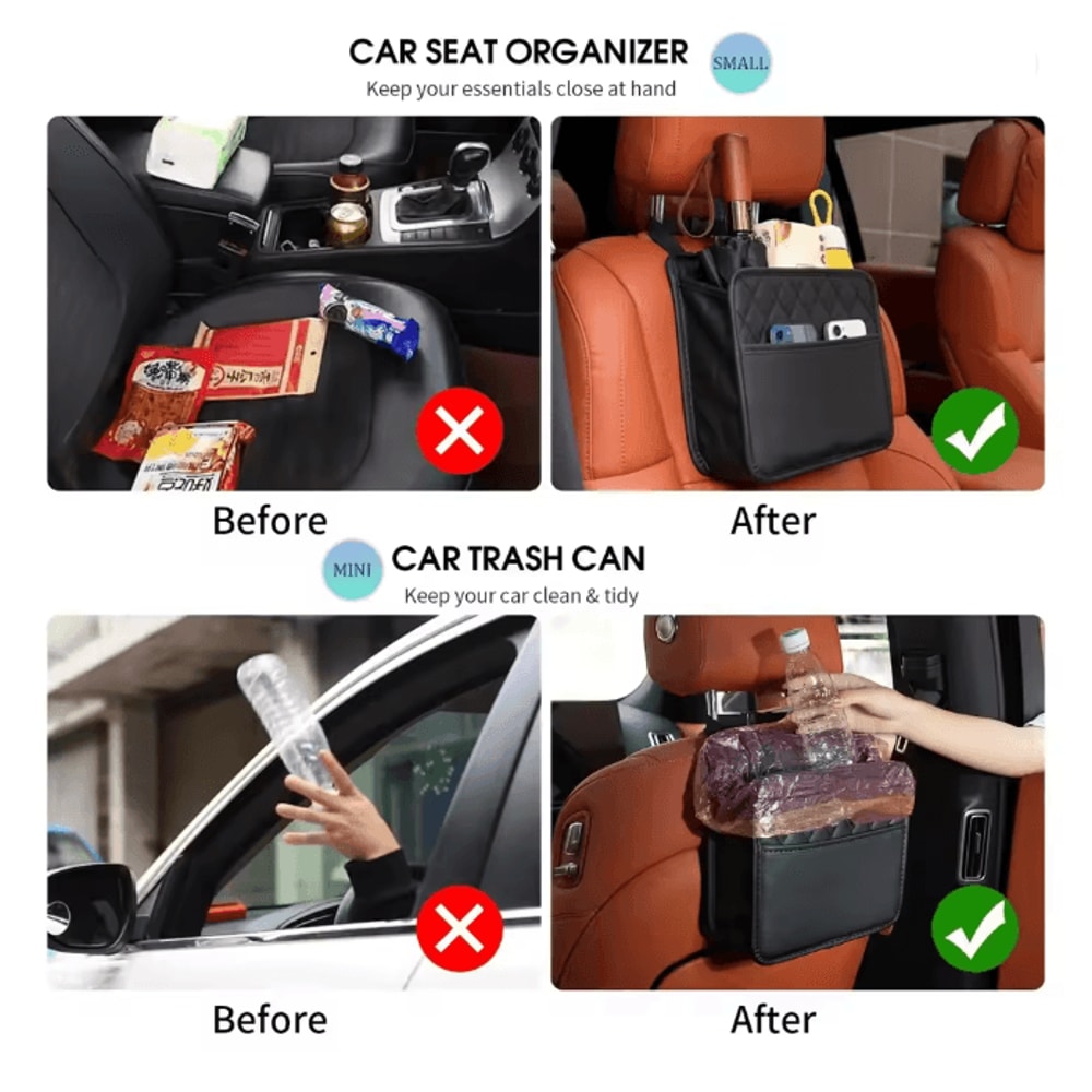 SeatMate Multi Functional Car Seat Back Organizer Leather Storage Bag 4