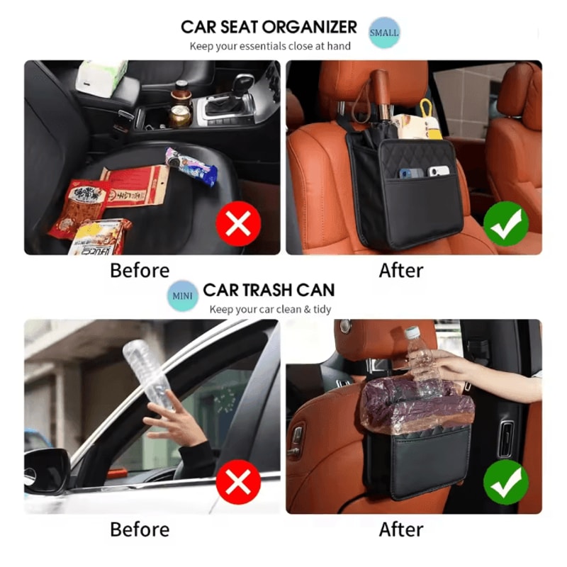 SeatMate Multi Functional Car Seat Back Organizer Leather Storage Bag 4