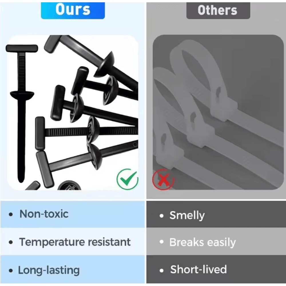 LockTough Heavy Duty Car Nylon Cable Tie Buckles Self Locking Fastener Set 2