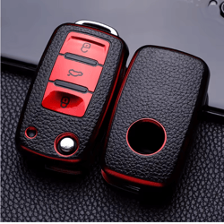 luxguard leather tpu car key case full cover for volkswagen keys