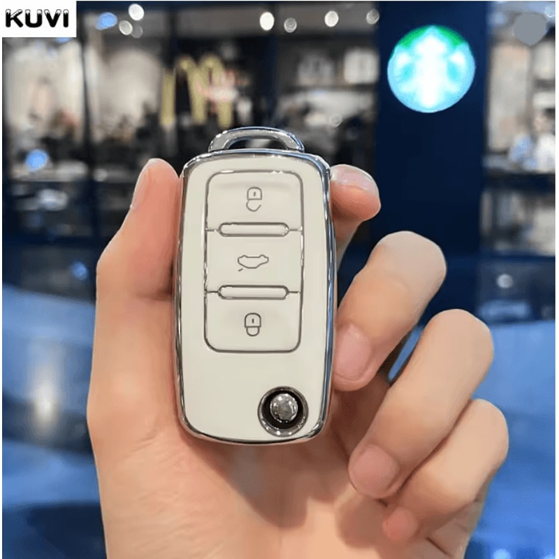 LuxGuard Leather TPU Car Key Case Full Cover For Volkswagen Keys 11