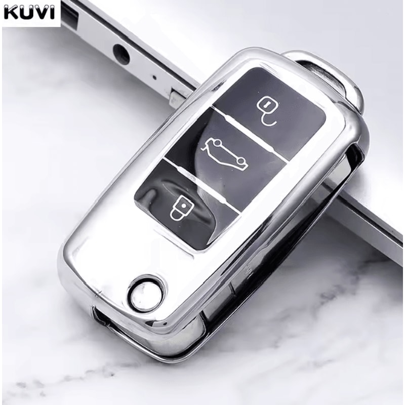 LuxGuard Leather TPU Car Key Case Full Cover For Volkswagen Keys 13