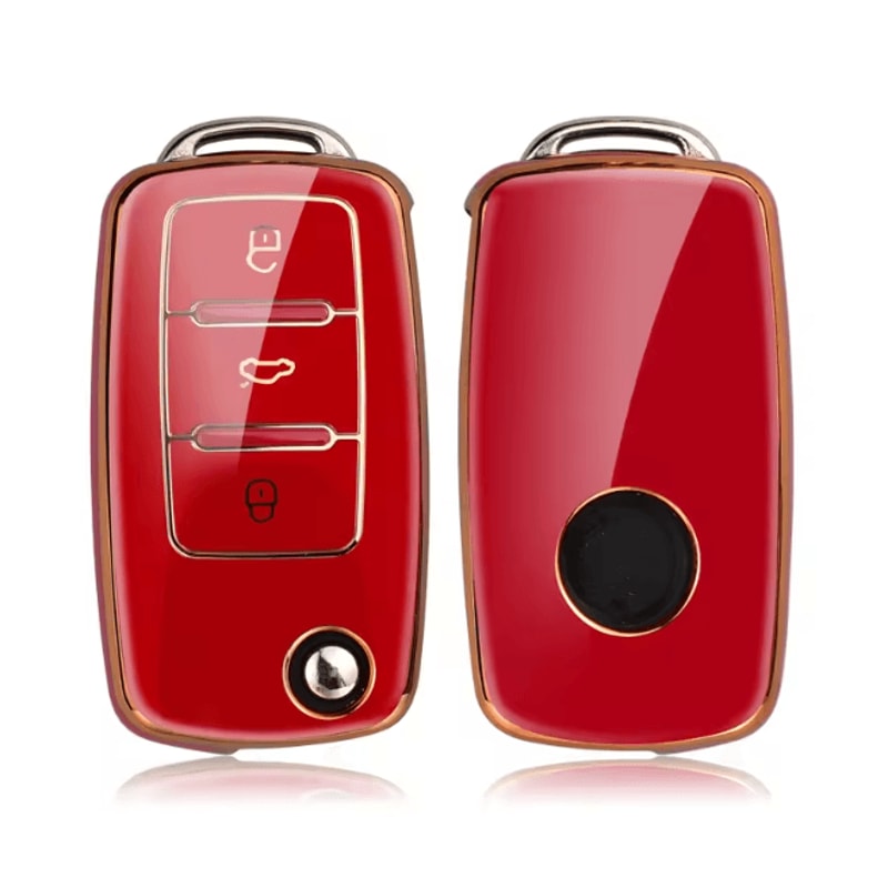 LuxGuard Leather TPU Car Key Case Full Cover For Volkswagen Keys 8