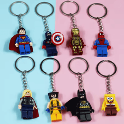 herobuild anime building blocks keychain spider man and iron man figure pendant
