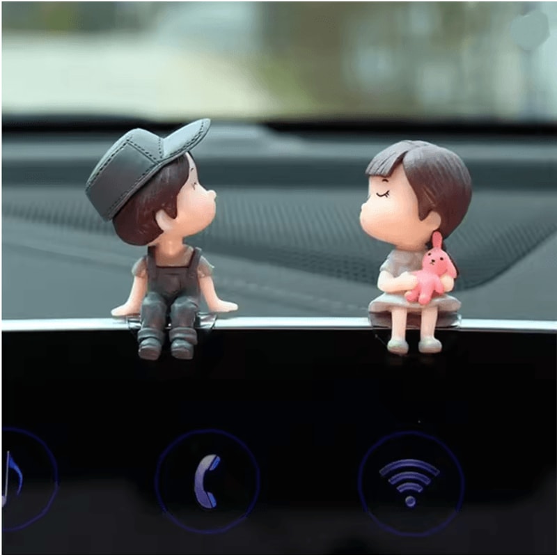 SweetRide Cute Cartoon Couple Car Dashboard Ornament Figurines 2