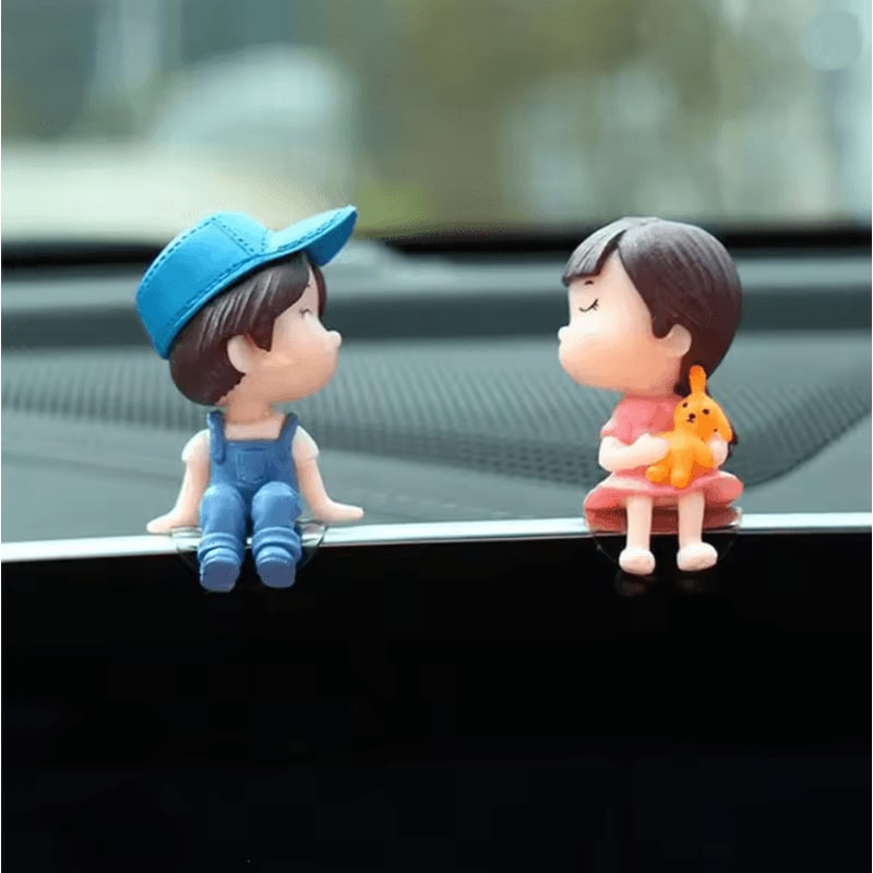 SweetRide Cute Cartoon Couple Car Dashboard Ornament Figurines 4