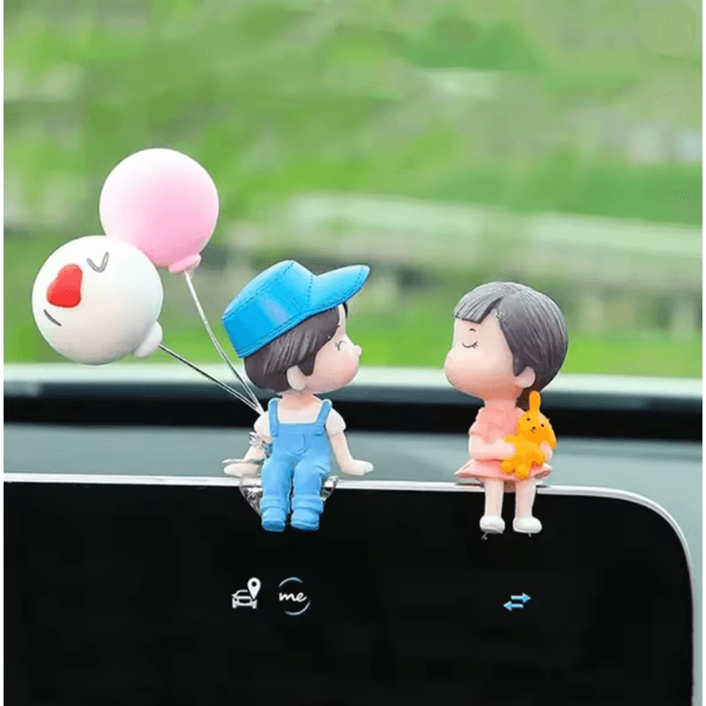 SweetRide Cute Cartoon Couple Car Dashboard Ornament Figurines 5