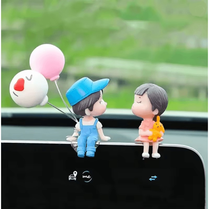 SweetRide Cute Cartoon Couple Car Dashboard Ornament Figurines 5