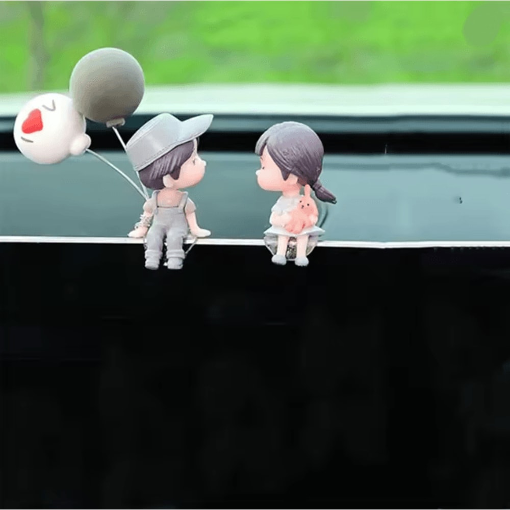 SweetRide Cute Cartoon Couple Car Dashboard Ornament Figurines 6