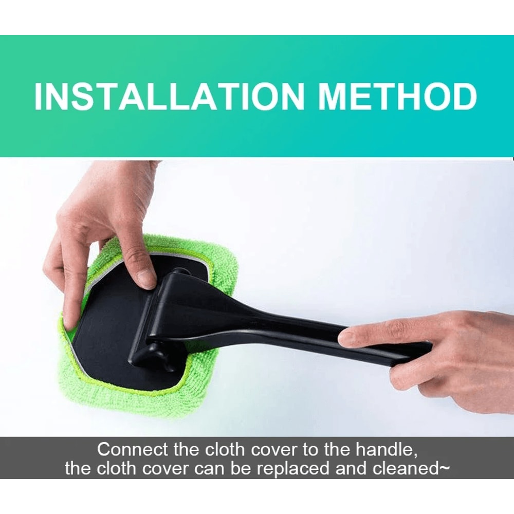 Windshield Cleaning Tool With Microfiber Pad Long Handle Car Window Cleaner 1