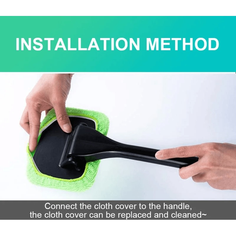 Windshield Cleaning Tool With Microfiber Pad Long Handle Car Window Cleaner 1