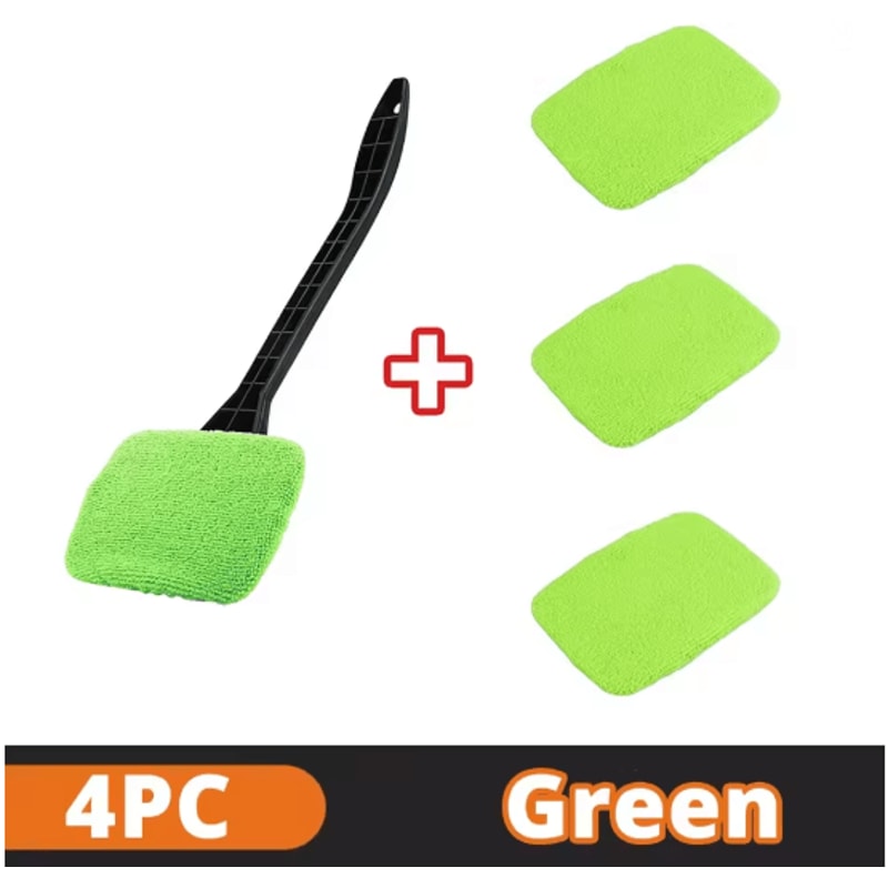 Windshield Cleaning Tool With Microfiber Pad Long Handle Car Window Cleaner 6