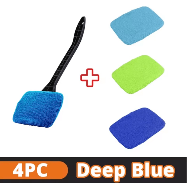 Windshield Cleaning Tool With Microfiber Pad Long Handle Car Window Cleaner 8