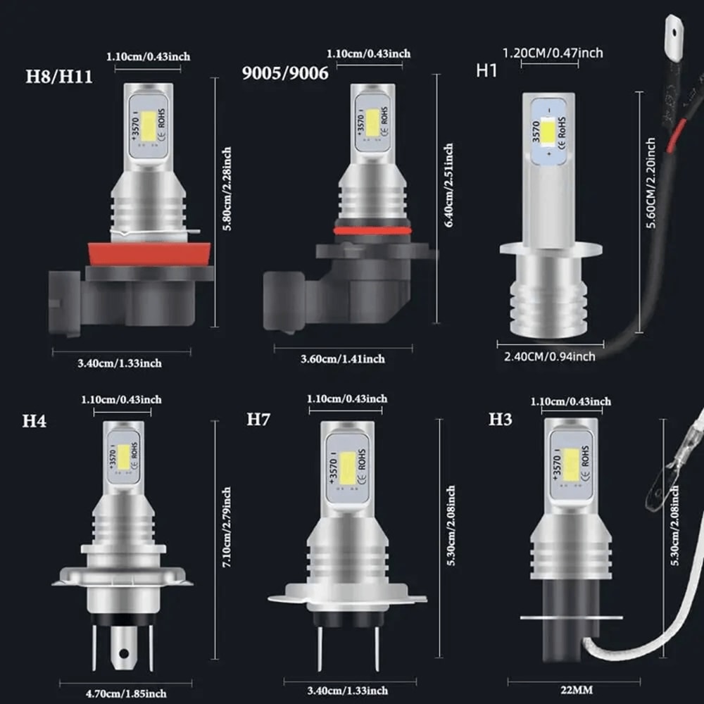 Super Bright LED Headlight Bulbs 6000K White Car Driving Lights 2 Pack 3
