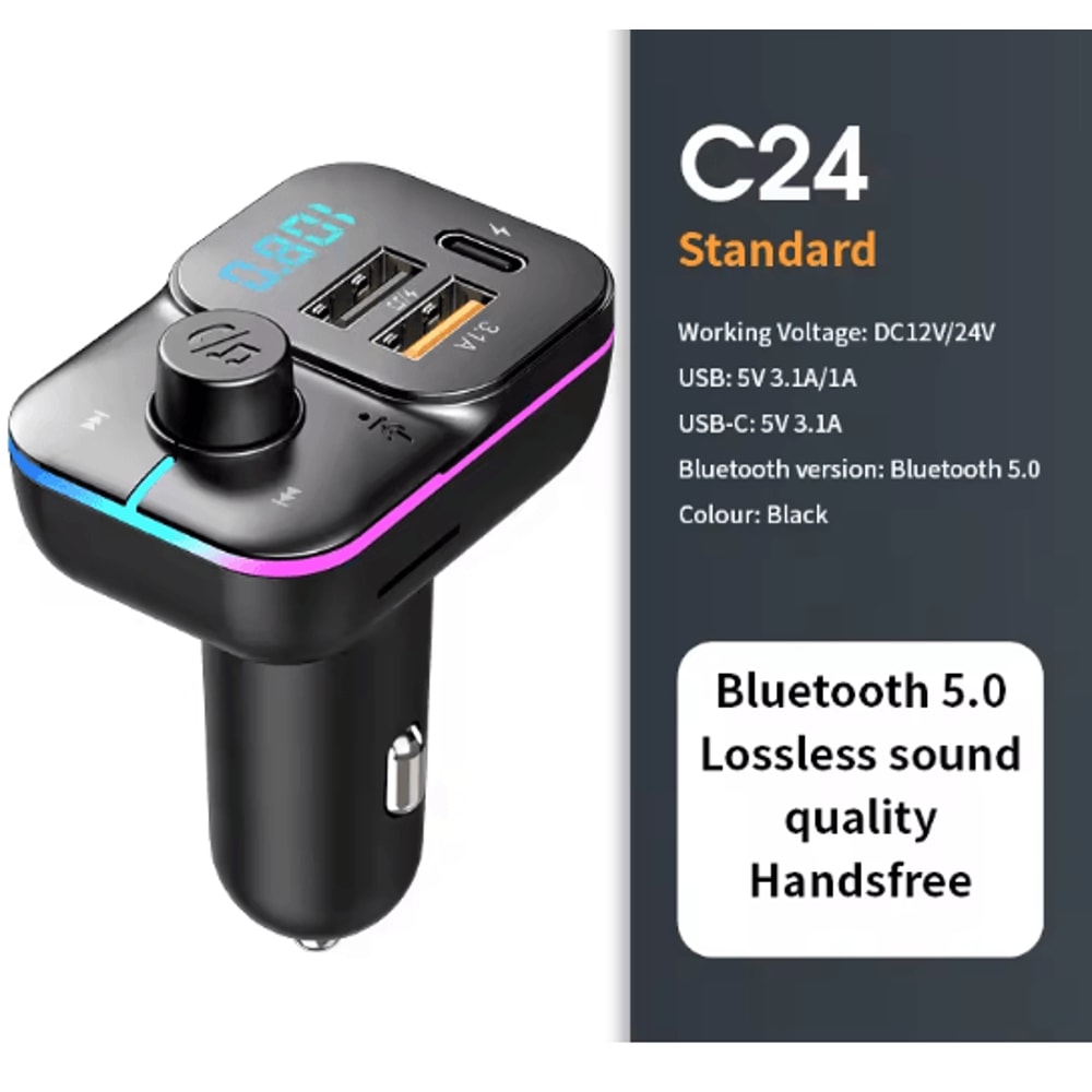 Bluetooth FM Transmitter Car Charger Handsfree Audio Adapter 3