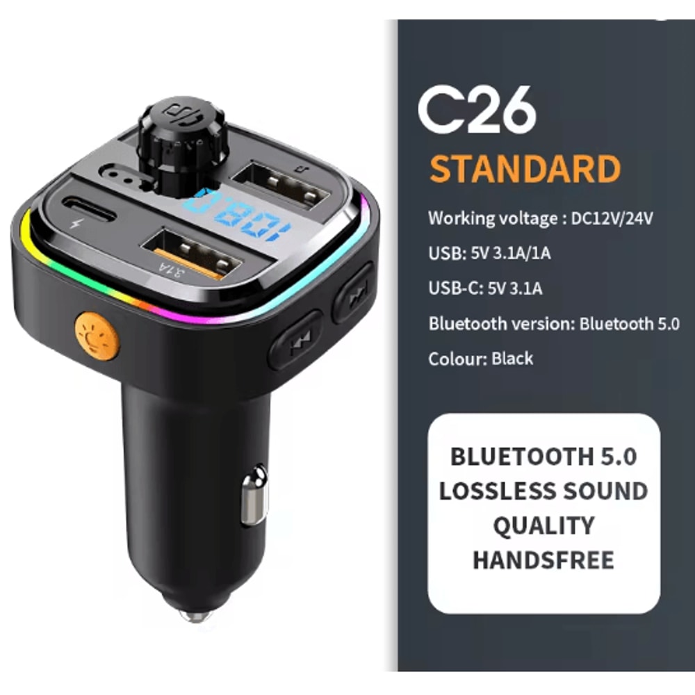 Bluetooth FM Transmitter Car Charger Handsfree Audio Adapter 7