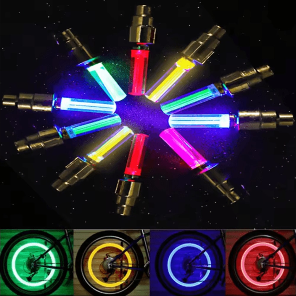 LED Tire Valve Caps Neon Wheel Lights For Cars Bikes And Motorcycles 0