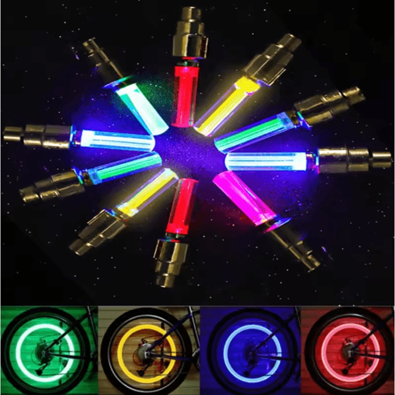 LED Tire Valve Caps Neon Wheel Lights For Cars Bikes And Motorcycles 0