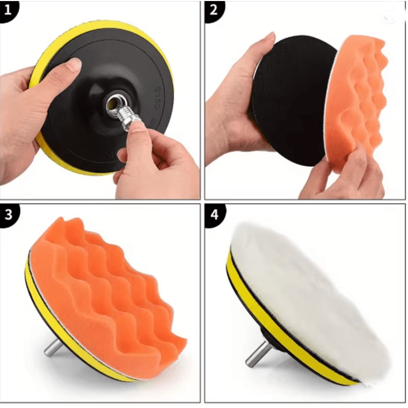 Car Buffing Pad Kit 11 Piece Foam And Wool Polishing Set 1