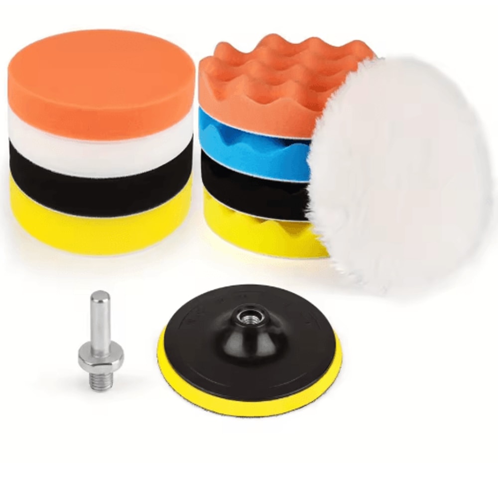 Car Buffing Pad Kit 11 Piece Foam And Wool Polishing Set 3