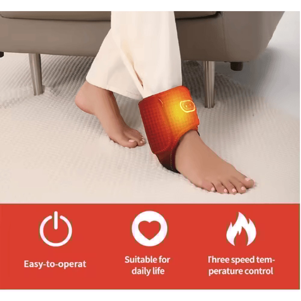 Portable Ankle Massager With Heat And Vibration Adjustable Support Brace 0