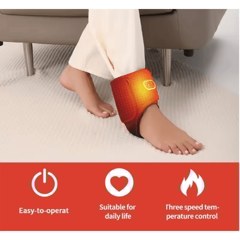 Portable Ankle Massager With Heat And Vibration Adjustable Support Brace 0