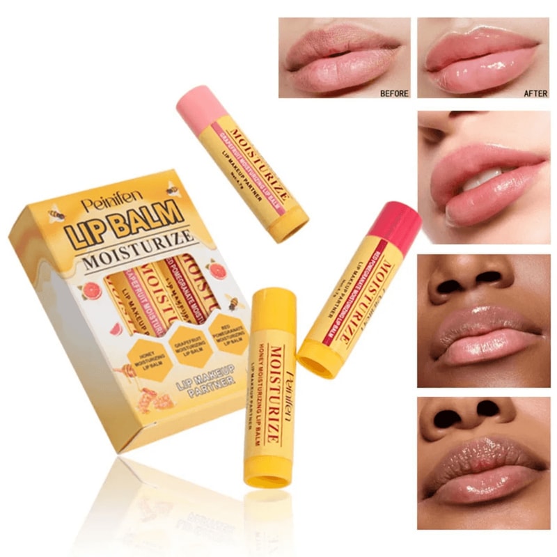 Natural Lip Balm Set Moisturizing Lip Care Base 3 Piece 2